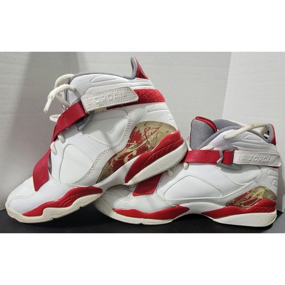 Nike Jordan's VIII 8 Retro, Youth Size 7 (US) Shoes (467808-101). Red and White. - Picture 4 of 8
